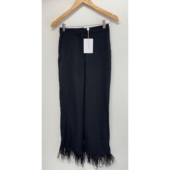 WAYF Pants Size Extra Small Black Feather Hem Elastic Waistband High Rise NWT - Picture 3 of 8